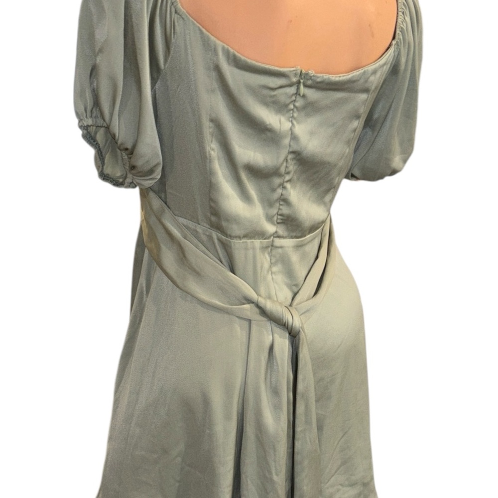 Altar'd State whimsical satin Puff Sleeve Mini milk made Dress fairy babydoll L - Picture 8 of 14